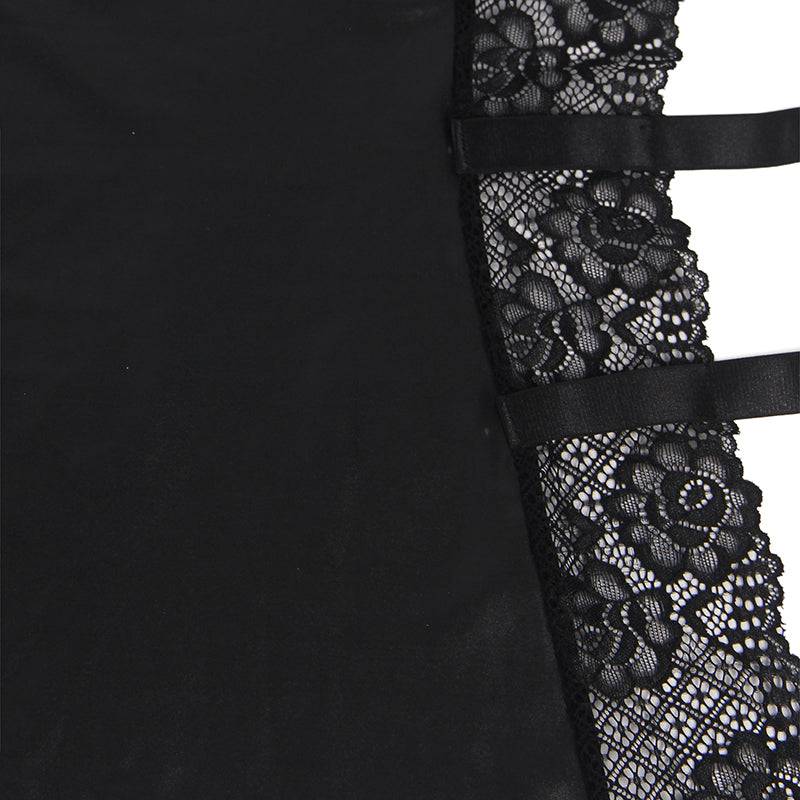 Love It Curvy: Plus Size Leather Lace Nightwear Sexy Sheer Dress For Women Backless - Love it Curvy