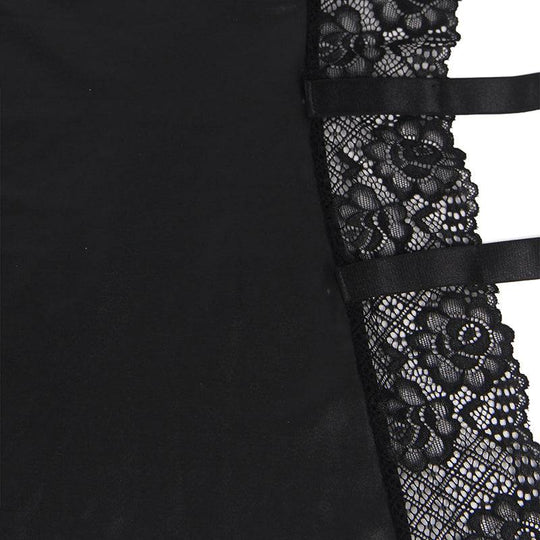Love It Curvy: Plus Size Leather Lace Nightwear Sexy Sheer Dress For Women Backless - Love it Curvy