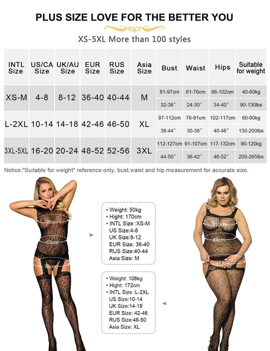 Love It Curvy: Plus Size Leopard Patterned Garter Pink Bodystocking - Love it Curvy