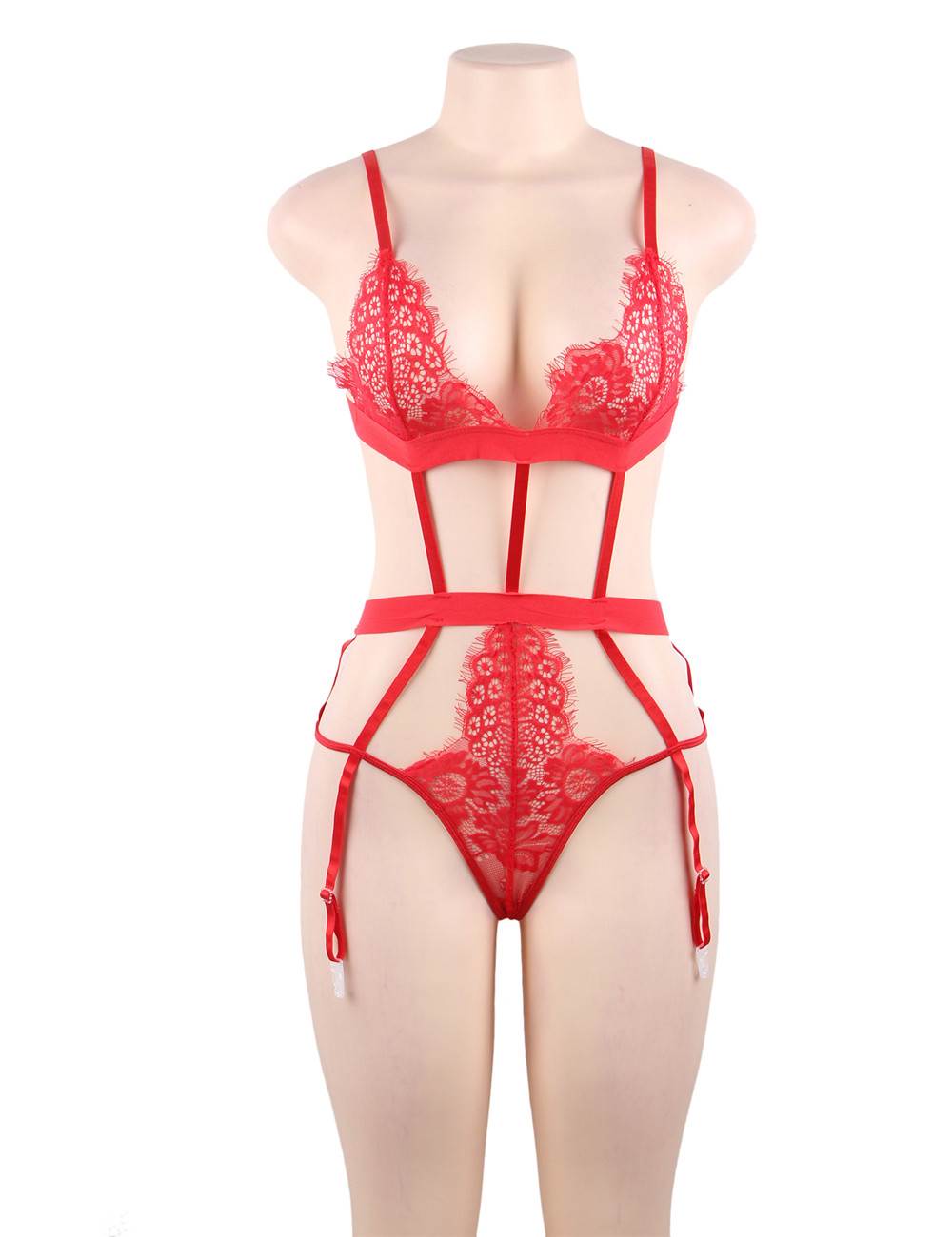 Love It Curvy: Plus Size Love Affair Red Lace Teddy - R80559-3P - Love it Curvy