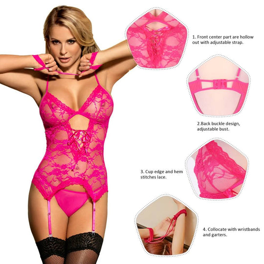 Love It Curvy: Plus Size Rosy Open Back Lace Teddy - Love it Curvy