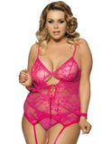 Love It Curvy: Plus Size Rosy Open Back Lace Teddy - R76004P-1 - Love it Curvy