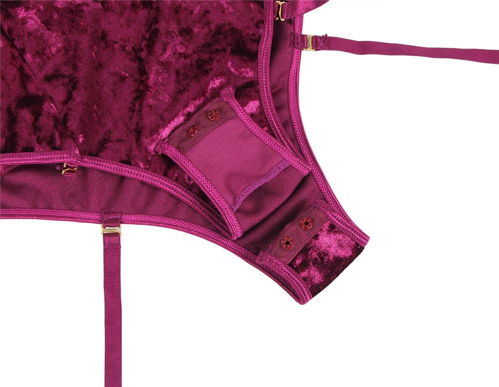 Love It Curvy: Plus Size Sheer Lace Off-The-Shoulder Lace Sleeves Velvet Teddy - Love it Curvy