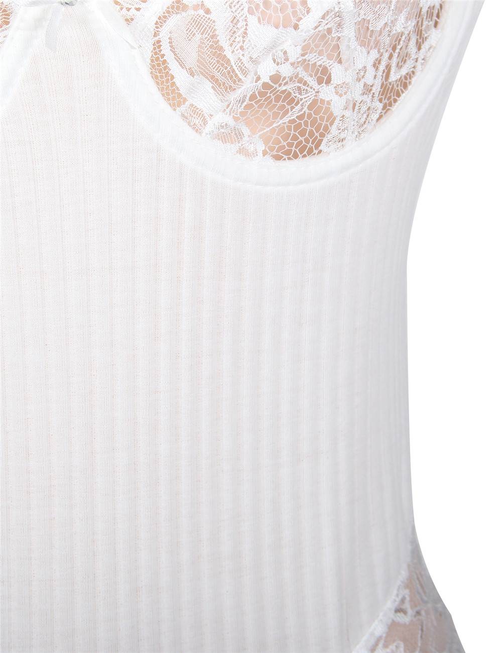 Love It Curvy: Plus Size White Lace Personality Lace-up Sexy Teddy - Love it Curvy