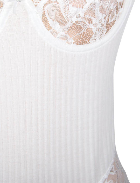 Love It Curvy: Plus Size White Lace Personality Lace-up Sexy Teddy - Love it Curvy