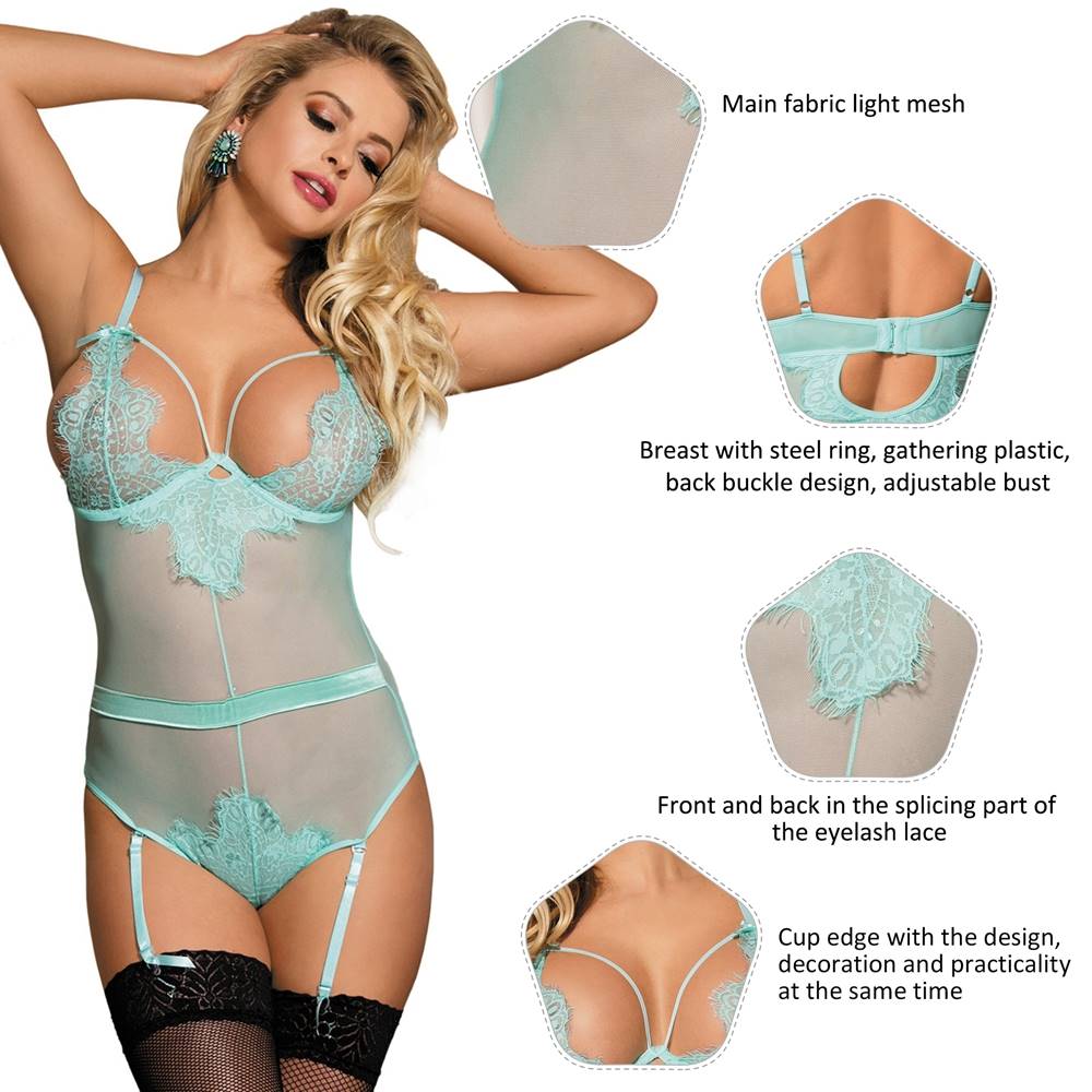 Love It Curvy: Queen size Eyelash Lace Teddy Lingerie - R80266-2P-1 - Love it Curvy