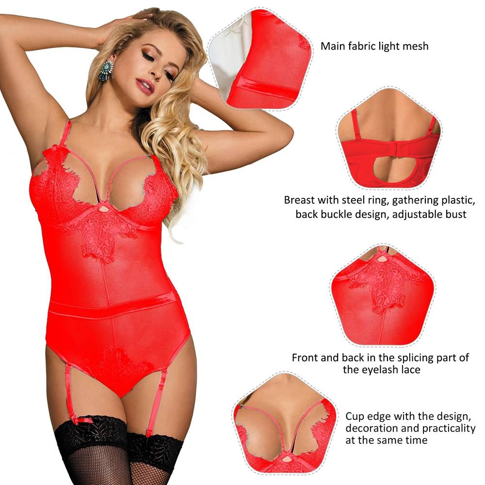 Love It Curvy: Queen Size Eyelash Lace Teddy Lingerie - R80266-3P - Love it Curvy