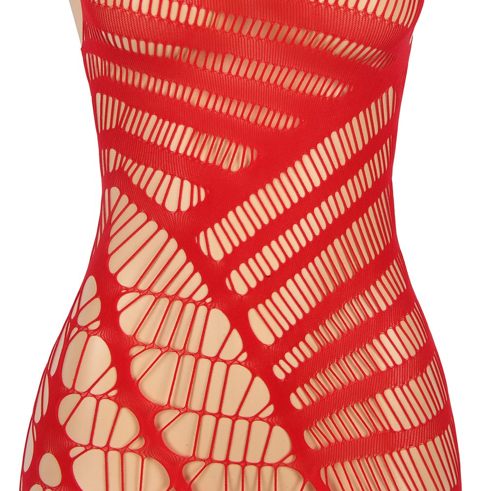 Love It Curvy: Red Hollow Out Fishnet Sexy Short Bodystocking - H3505-2P - Love it Curvy