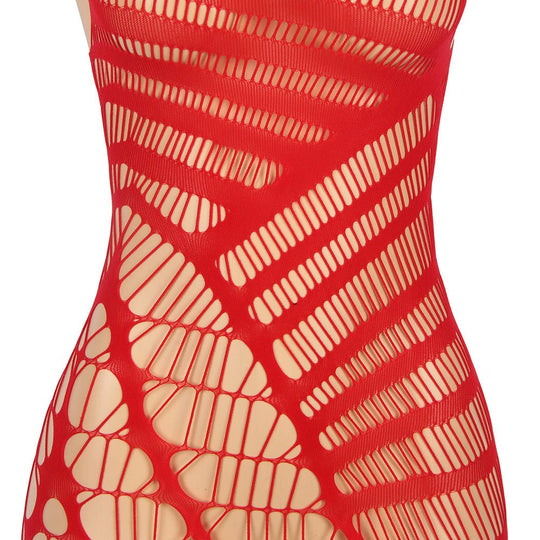 Love It Curvy: Red Hollow Out Fishnet Sexy Short Bodystocking - Love it Curvy