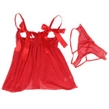 Love It Curvy: Red Sexy Bow-Knot Hollow Out Bra Open Back Side Babydoll - R81126P - Love it Curvy