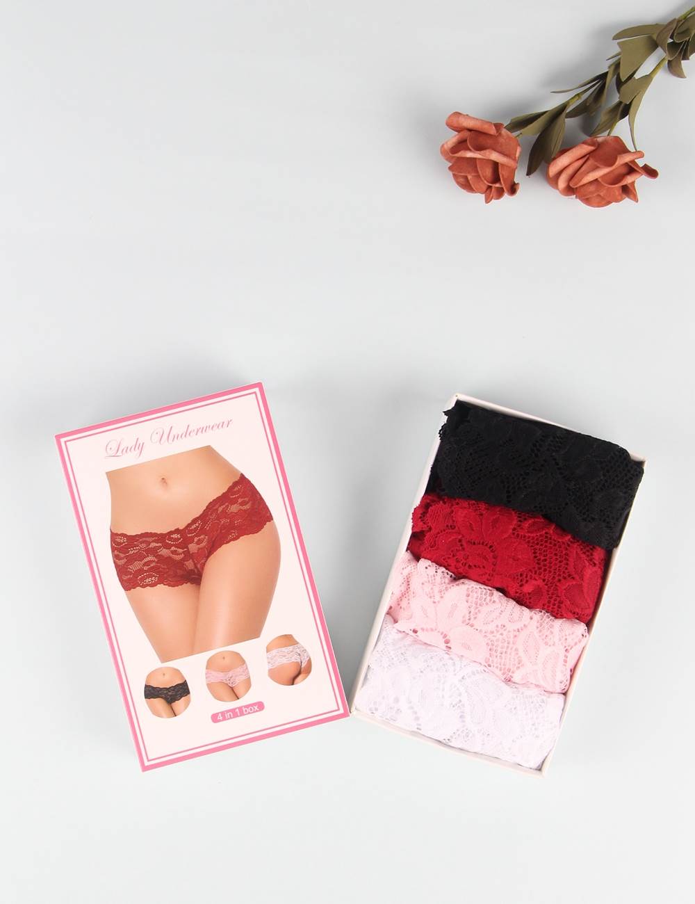 Love It Curvy: Sexy Floral Lace Panty 4 in 1 Box - FP50591113 - Love it Curvy