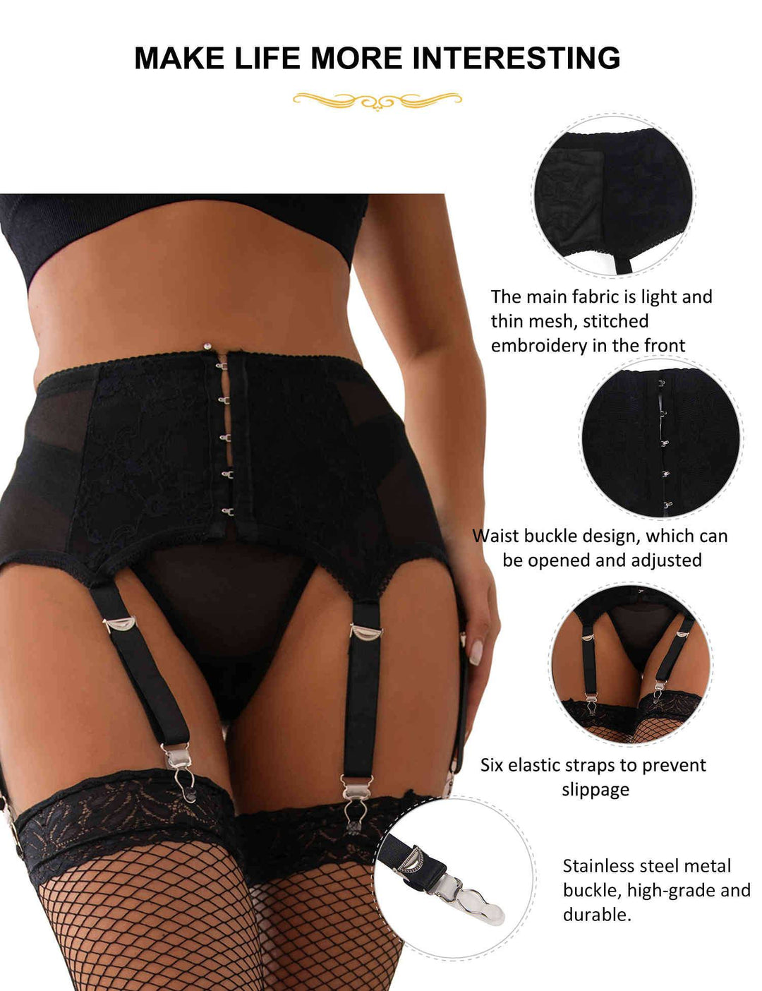 Love It Curvy: Sexy Lace Gartered Panties Women's High Waist Plus Size Lingerie - Love it Curvy