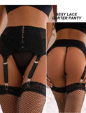 Love It Curvy - Sexy Lace Suspender Garter Belt Panties High Waist Plus Size Lingerie - P5196-11113 - Love it Curvy