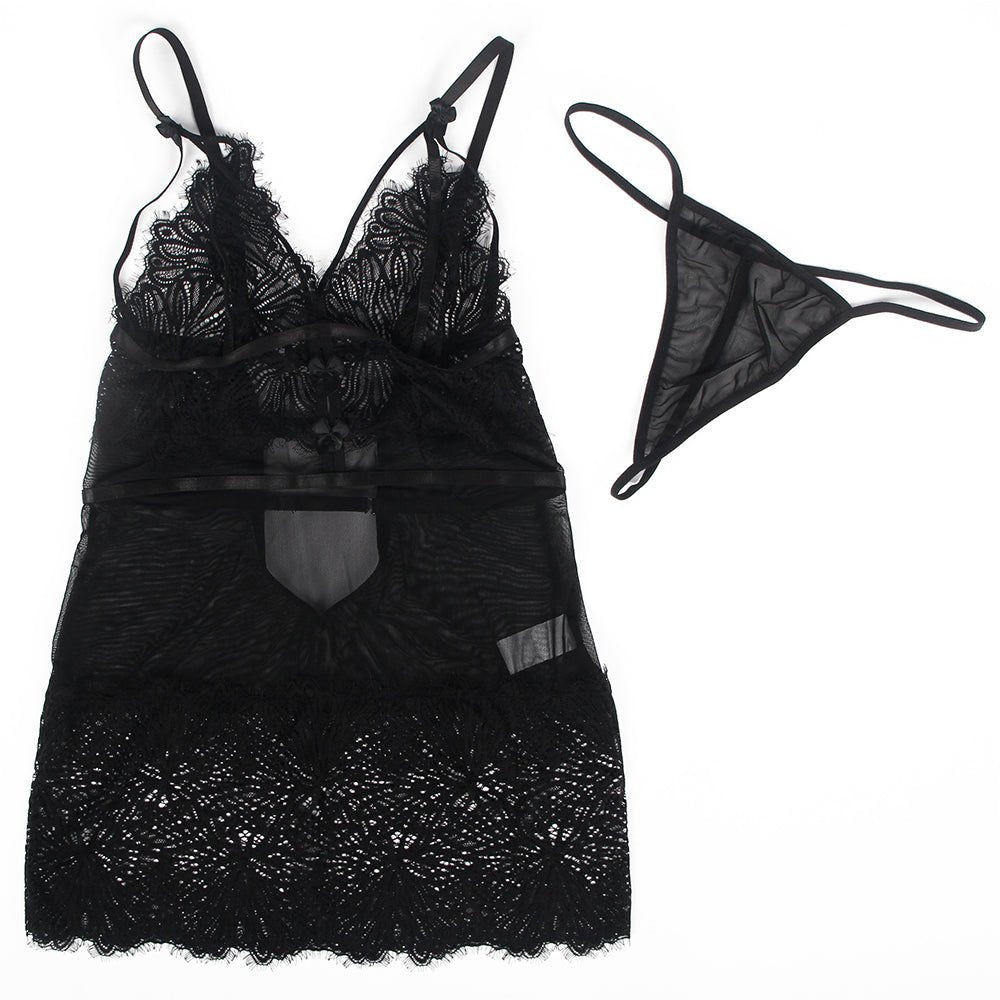 Love It Curvy: Sexy Lace Tight Adjustable Shoulder Straps Black Babydoll - R81145-1P-1445-LOV - Love it Curvy