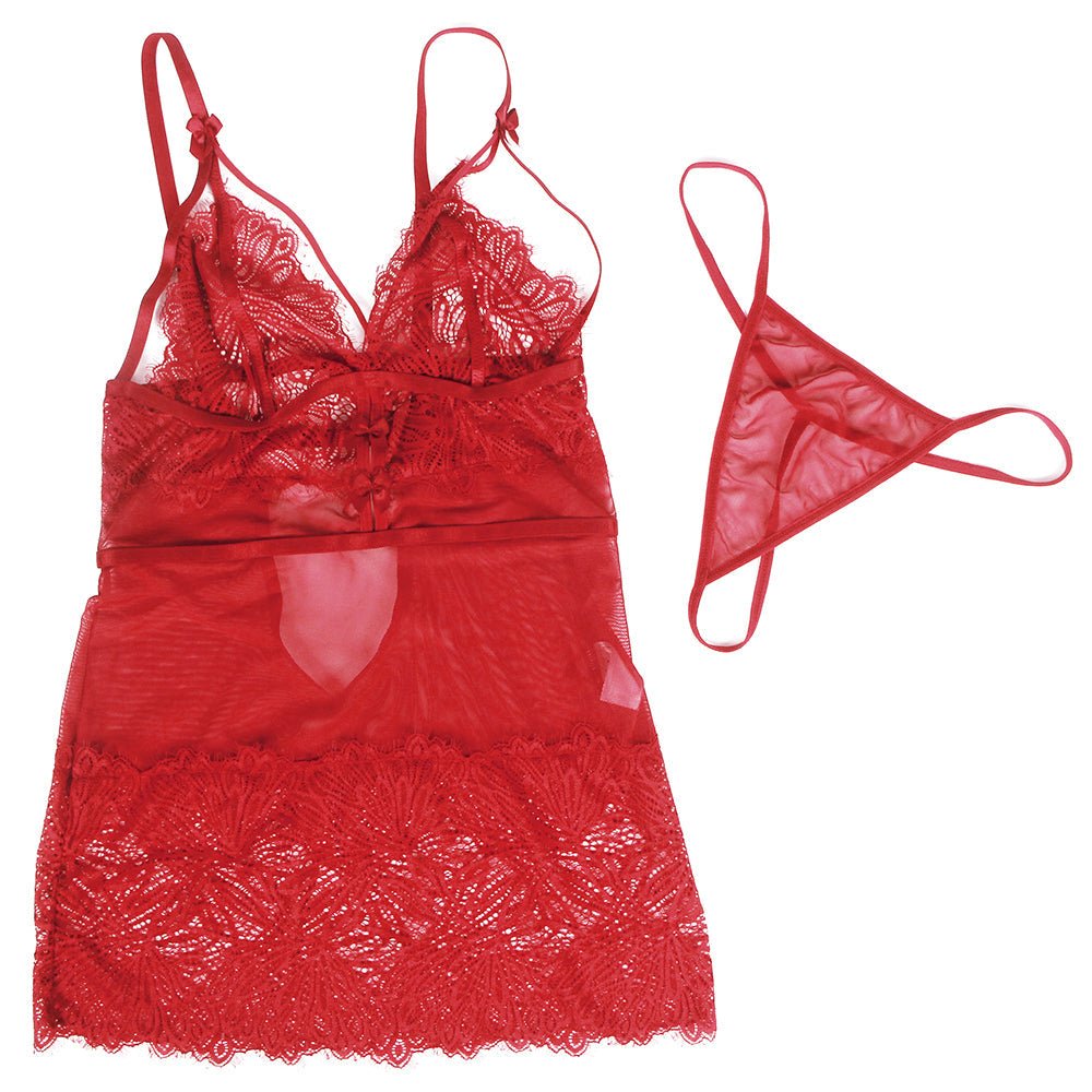 Love It Curvy: Sexy Lace Tight Adjustable Shoulder Straps Wine Red Babydoll - R81145-2P-1451-LOV - Love it Curvy