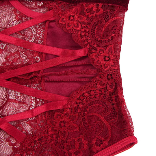 Love It Curvy: Sexy Lace Velour Plus Size Garter bodysuit With Underwire - Love it Curvy