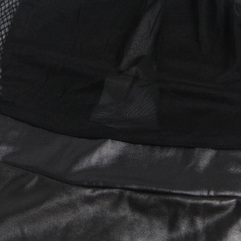 Love It Curvy: Sexy Solid Black Color Halter Leather Lingerie Dress - R81062P-3 - Love it Curvy