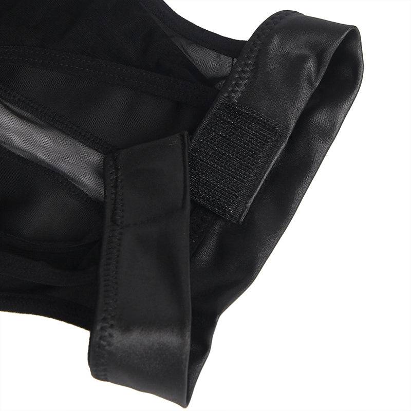 Love It Curvy: Sexy Solid Black Color Halter Leather Lingerie Dress - R81062P-3 - Love it Curvy