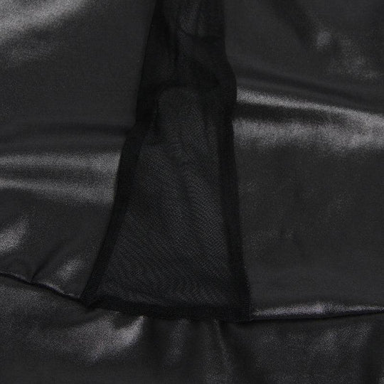 Love It Curvy: Sexy Solid Black Color Halter Leather Lingerie Dress - Love it Curvy