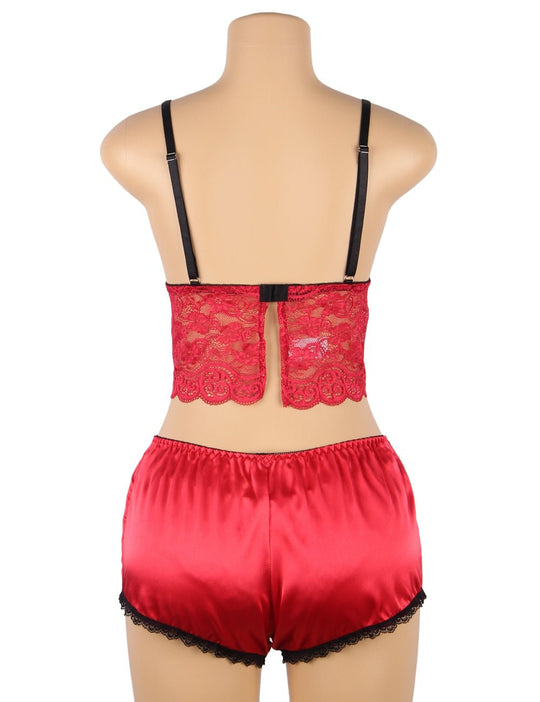 Love It Curvy: Silky Delicate Floral Lace Satin Sexy Pajama Sets - Love it Curvy