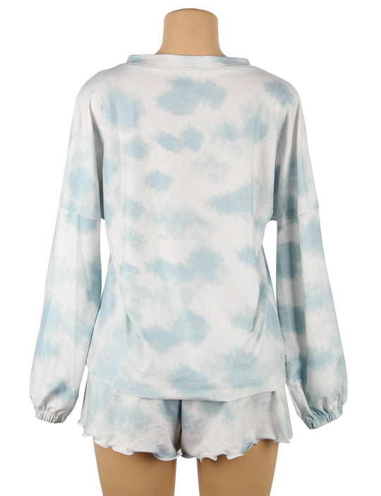 Love It Curvy: Tie-Dye Drawstring Casual Pants Long Sleeve T-Shirt Women‘s Suit - Love it Curvy