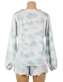 Love It Curvy: Tie-Dye Drawstring Casual Pants Long Sleeve T-Shirt Women‘s Suit - R80997-1 - Love it Curvy