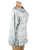 Love It Curvy: Tie-Dye Drawstring Casual Pants Long Sleeve T-Shirt Women‘s Suit - R80997-1 - Love it Curvy