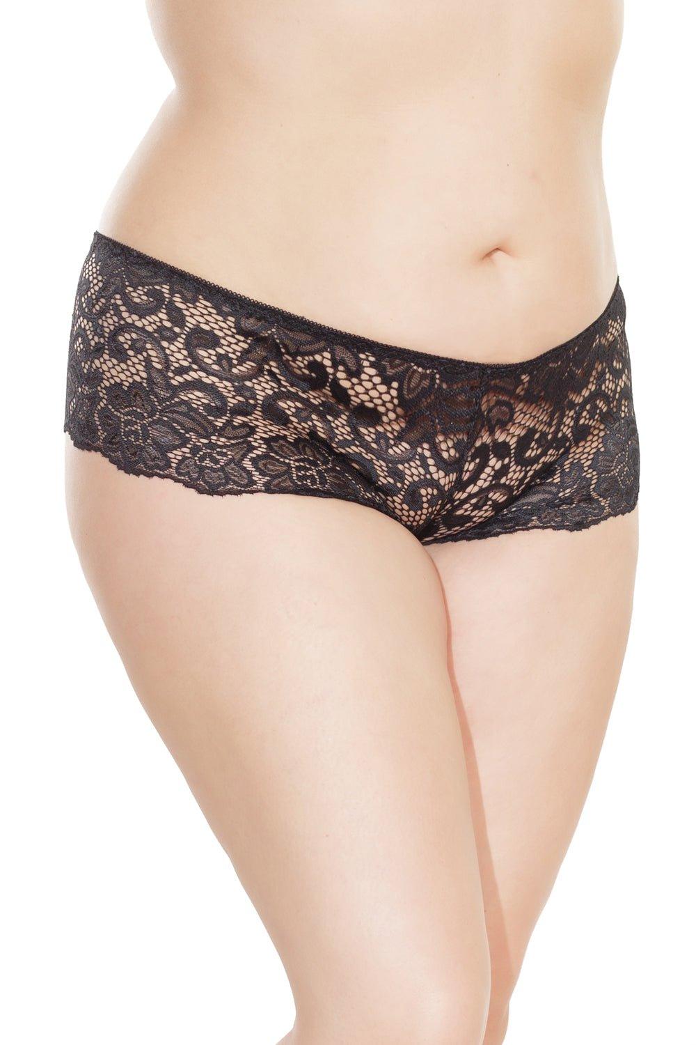 Low Rise Lace Booty Short (102) - 102-BLK-OS - Love it Curvy