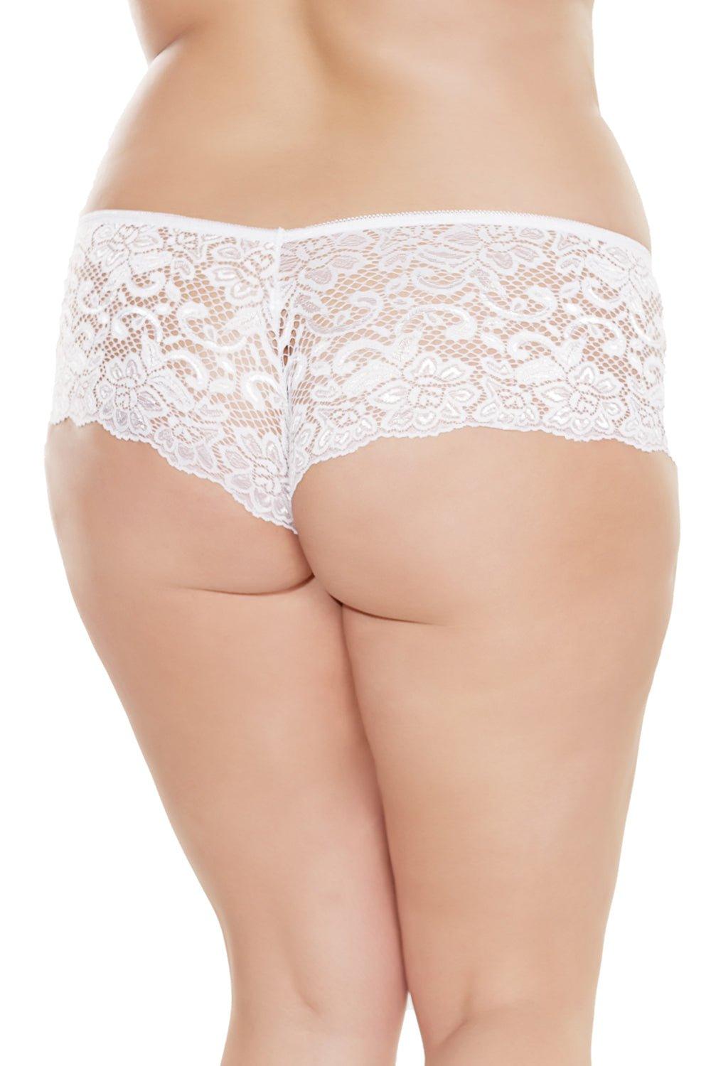 Low Rise Lace Booty Short (102) - 102-WHT-OS - Love it Curvy