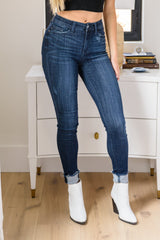 Maeve Mid-Rise Dark Wash Cuffed Skinny - AS4373-1 - Love it Curvy