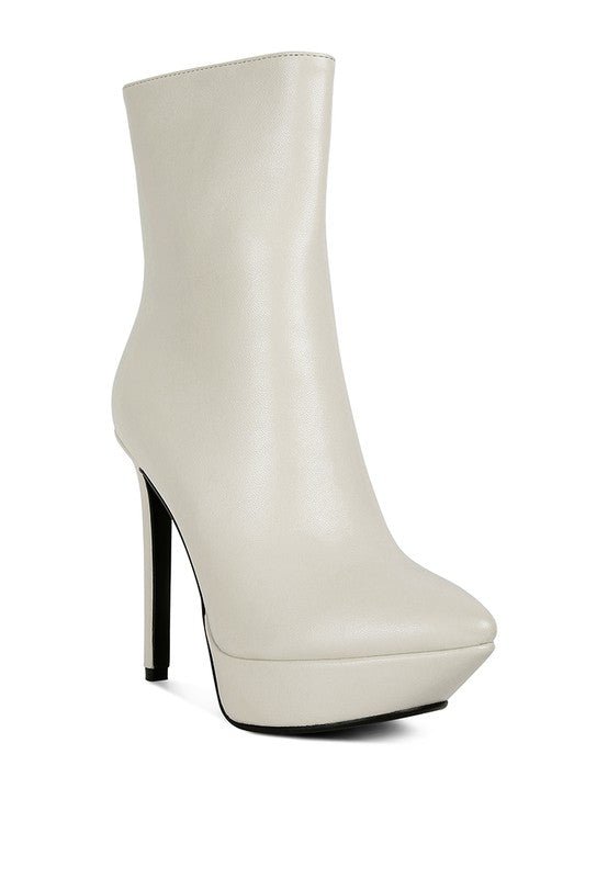 MAGNA Beige High Heeled Ankle Boot - 2000001127762 - Love it Curvy