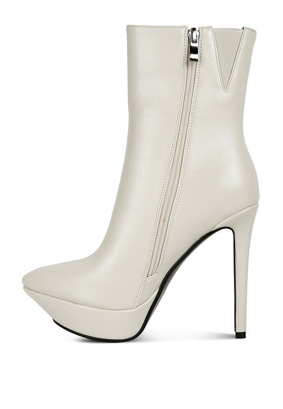 MAGNA Beige High Heeled Ankle Boot - 2000001127762 - Love it Curvy