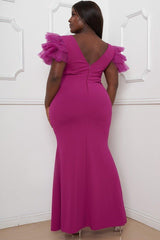 Mesh Tulle Shoudler Plus Size Maxi Dress - 57999.1XL - Love it Curvy