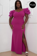 Mesh Tulle Shoudler Plus Size Maxi Dress - 57999.1XL - Love it Curvy