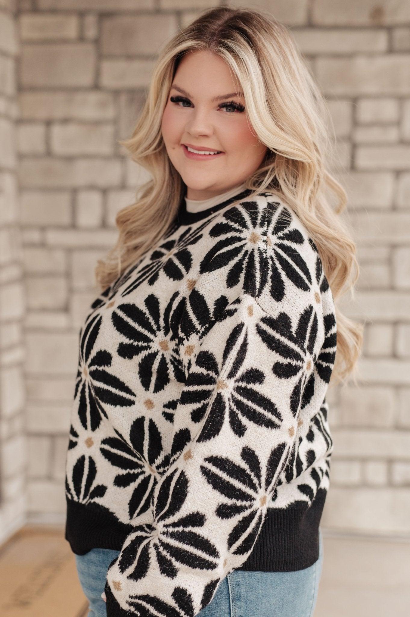 Mid Mod Floral Sweater - AS7530-01 - Love it Curvy