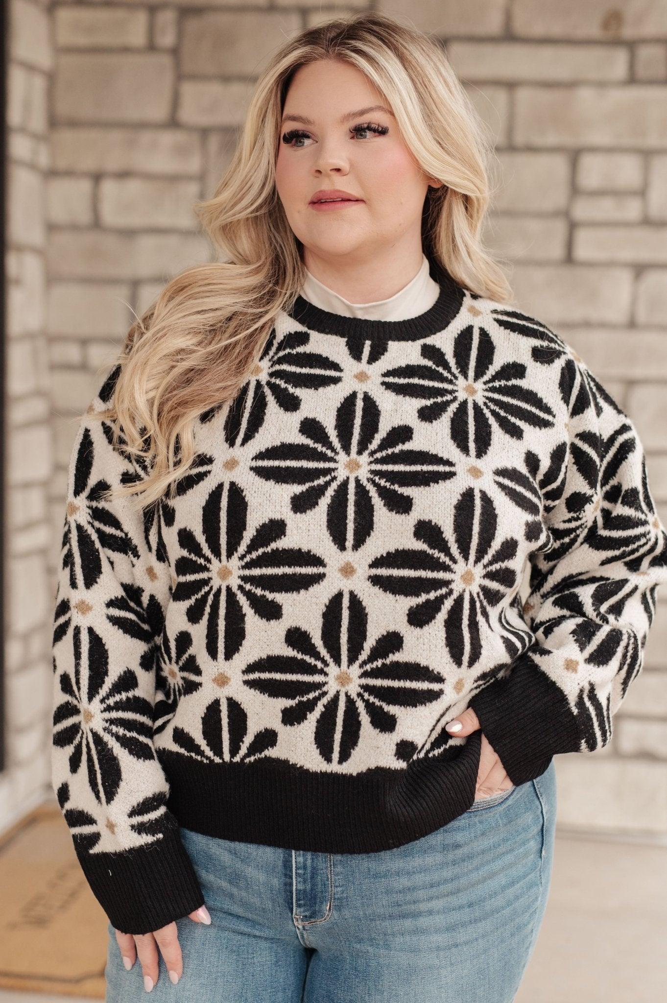 Mid Mod Floral Sweater - AS7530-01 - Love it Curvy