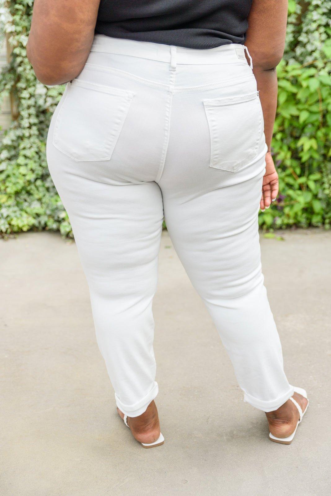 Mid-Rise Boyfriend Destroyed White Jeans - AS4039-1 - Love it Curvy