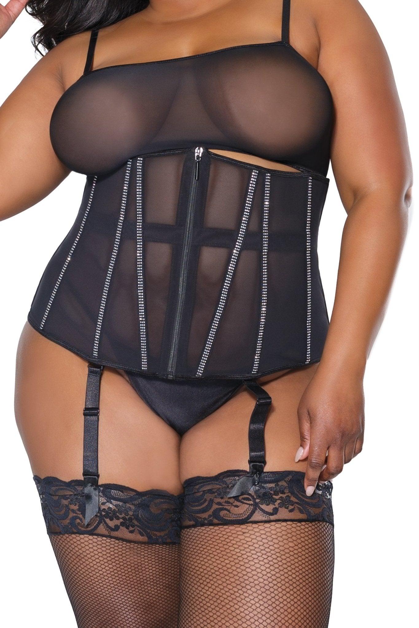 Midnight Shimmer Powernet Waist Cincher (23317 PLUS) - 23317-BLK-1x2x - Love it Curvy