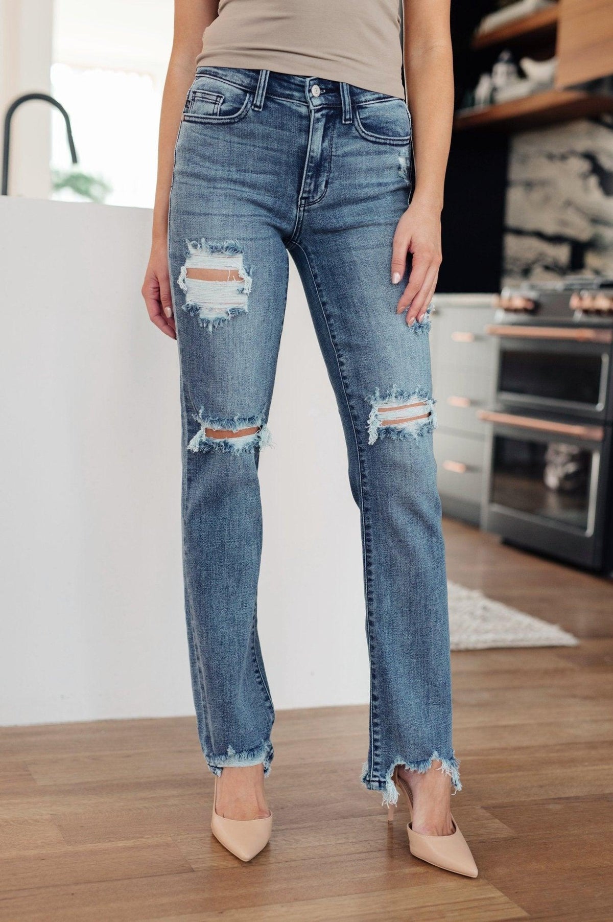 O'Hara Destroyed Straight Jeans - AS4952-1 - Love it Curvy