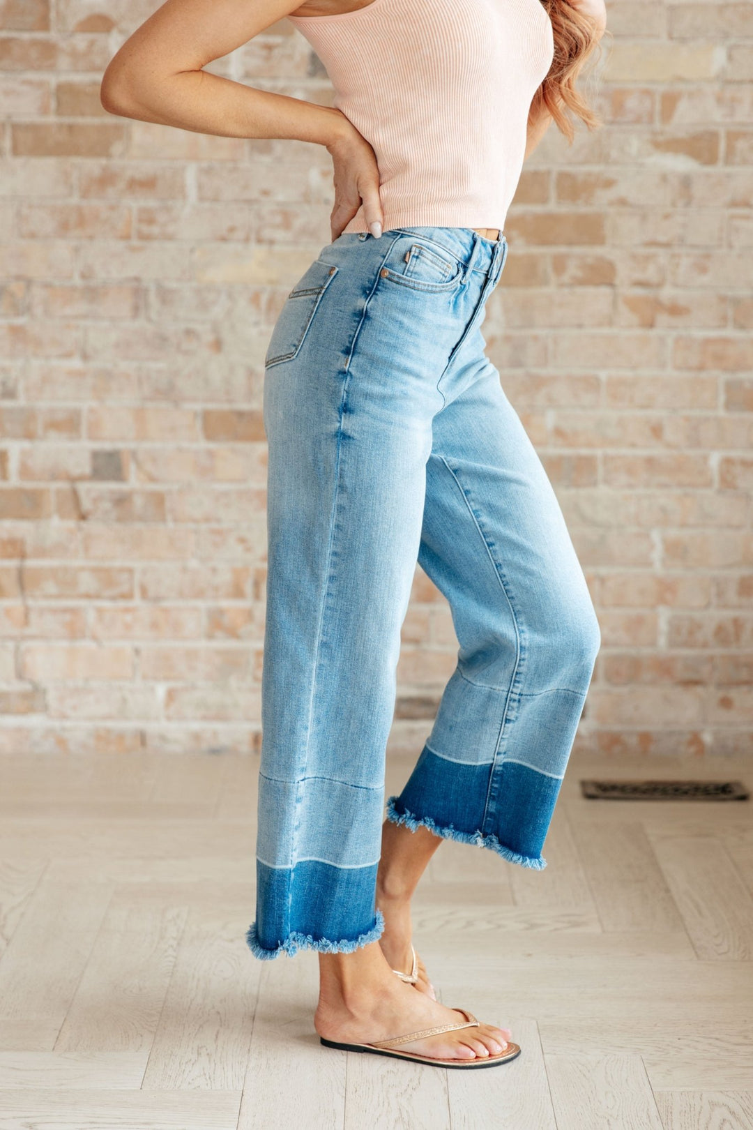 Olivia High Rise Wide Leg Crop Jeans in Medium Wash - AS7848-01 - Love it Curvy