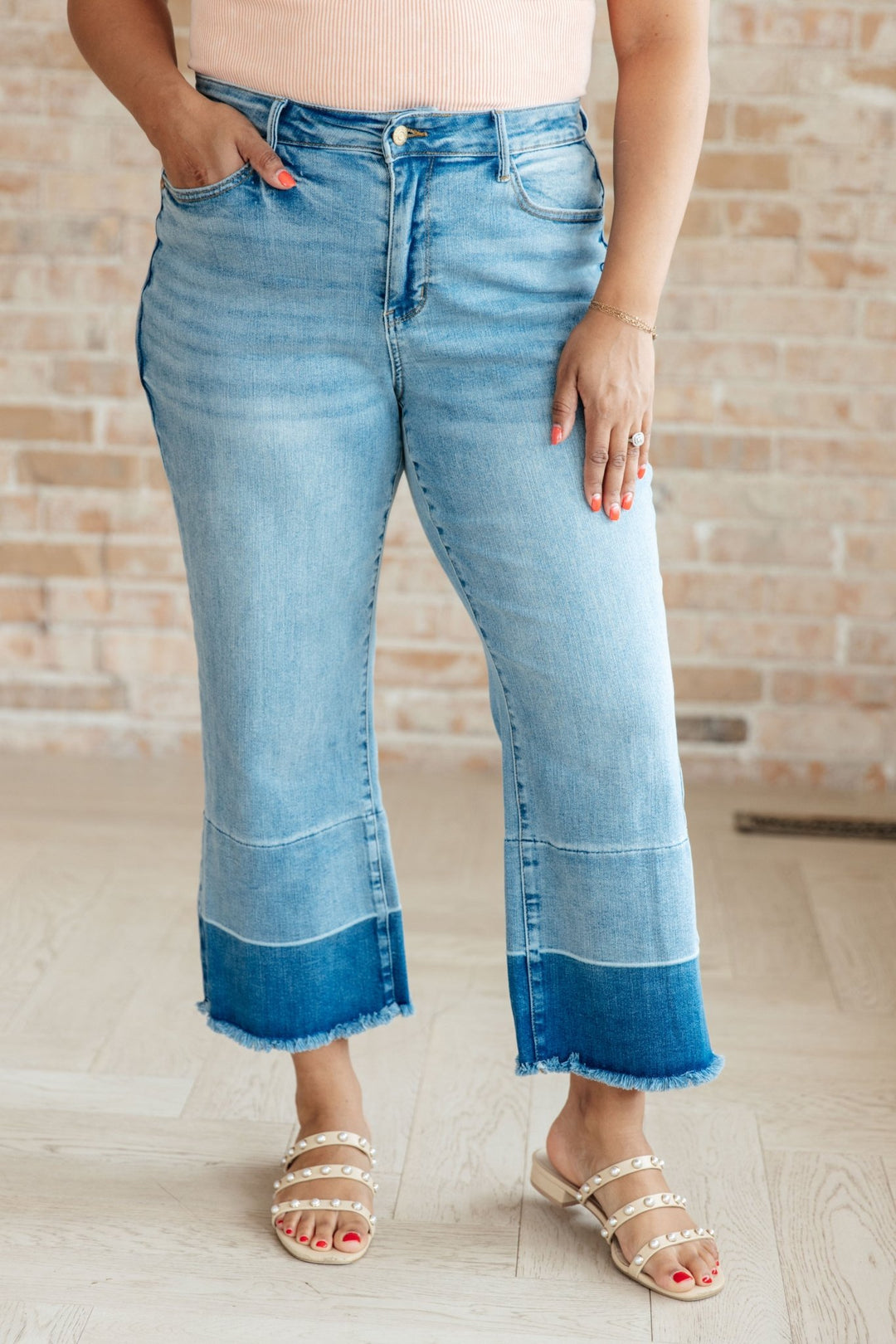 Olivia High Rise Wide Leg Crop Jeans in Medium Wash - AS7848-01 - Love it Curvy
