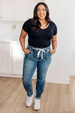 Payton Pull On Denim Joggers in Medium Wash - AS7334-01 - Love it Curvy