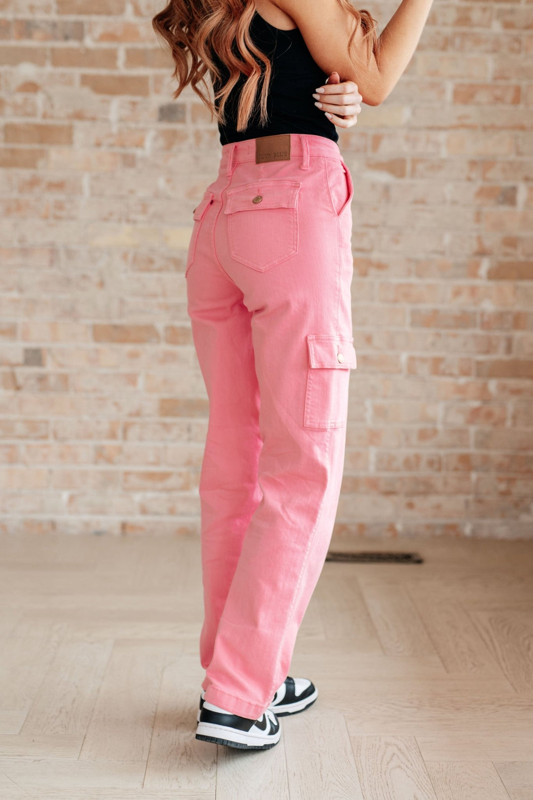 Peggy High Rise Cargo Straight Jeans in Pink - AS7850-01 - Love it Curvy