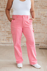 Peggy High Rise Cargo Straight Jeans in Pink - AS7850-01 - Love it Curvy