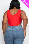 Plus High Ribbed Cut Legs Sleeveless Bodysuit - Love it Curvy