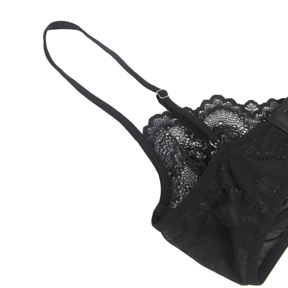 Plus Size Black Delicate Flowers Lace Teddy With Underwire - R80965P-1476-OHY - Love it Curvy