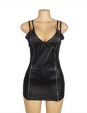 Plus Size Black Sexy Leather Dress - R7858P-1211-OHY - Love it Curvy