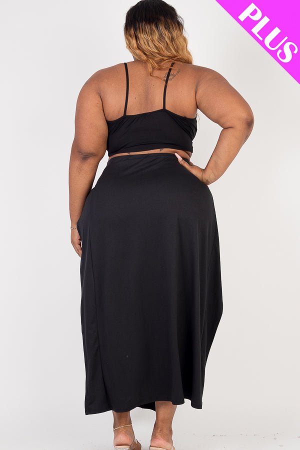 Plus Size Bra Top & Side Slit Maxi Skirt Set (CAPELLA) - sku-46366835343648 - Love it Curvy