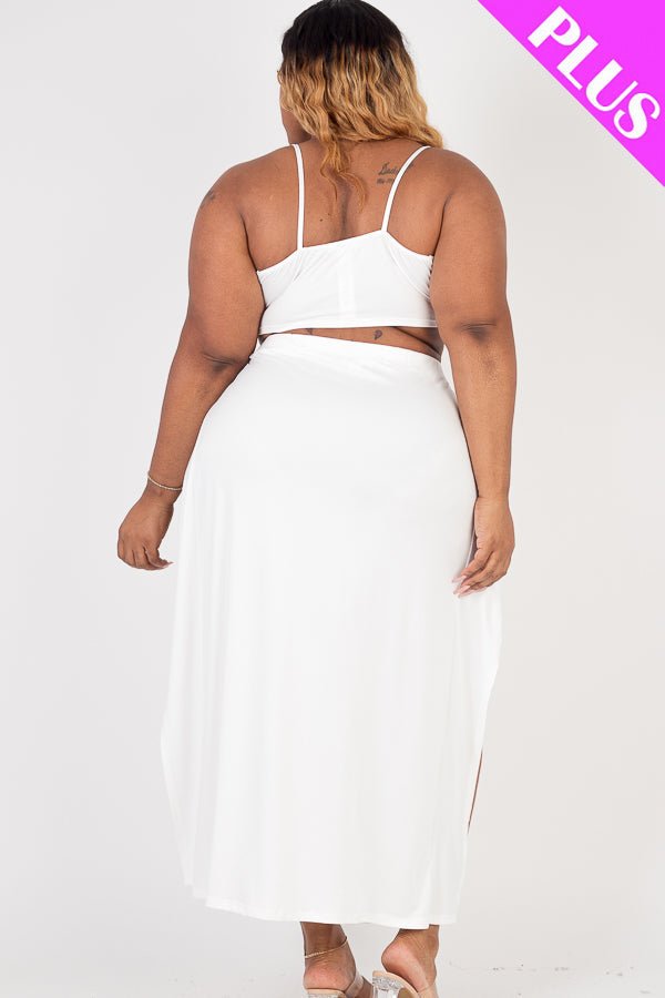 Plus Size Bra Top & Side Slit Maxi Skirt Set (CAPELLA) - sku-46366835999008 - Love it Curvy