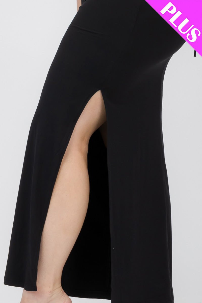 Plus Size Crisscross Back Split Thigh Maxi Dress (CAPELLA) - sku-46365921575200 - Love it Curvy